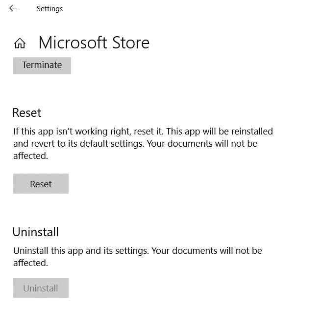 إعادة تعيين متجر Microsoft