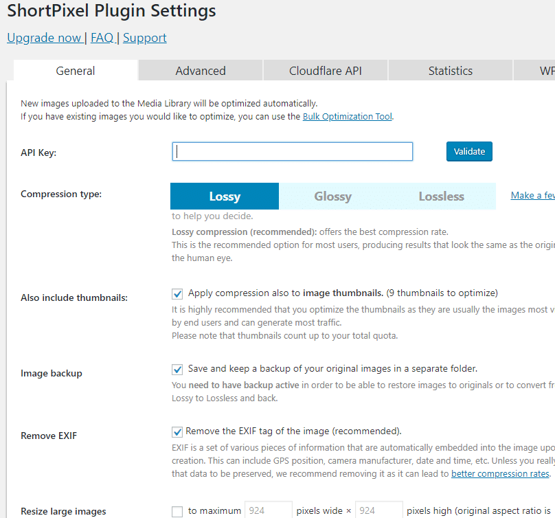 ShortPixel plugin settings