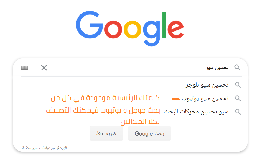 اختيار الكلمة الرئيسية بحث جوجل