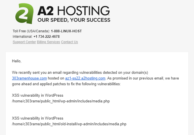 تحديثات امان A2 hosting