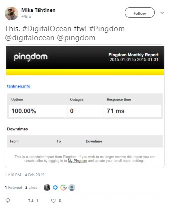 DigitalOcean Pingdom Report