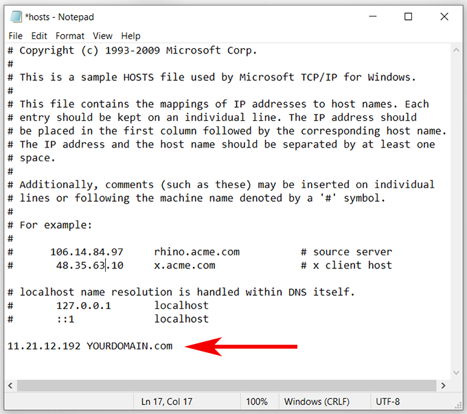 windows hosts file