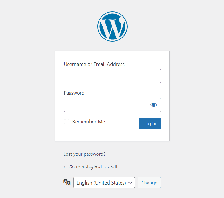 تسجيل الدخول إلى لوحة تحكم ووردبريس