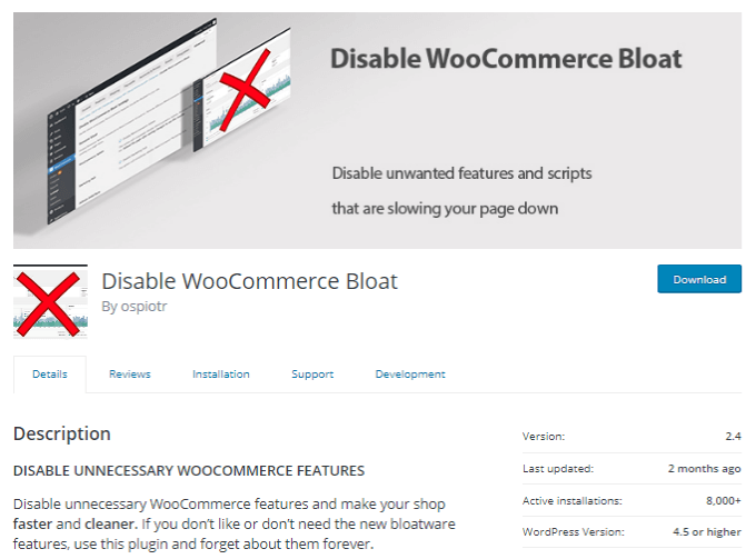 Disable WooCommerce Bloa