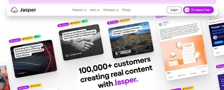 jasper ai homepage