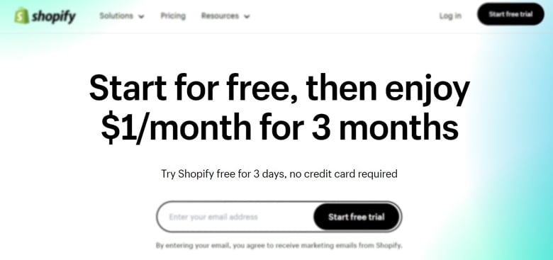 shopify free trial promo
