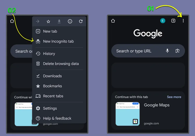 google chrome android incognito mode