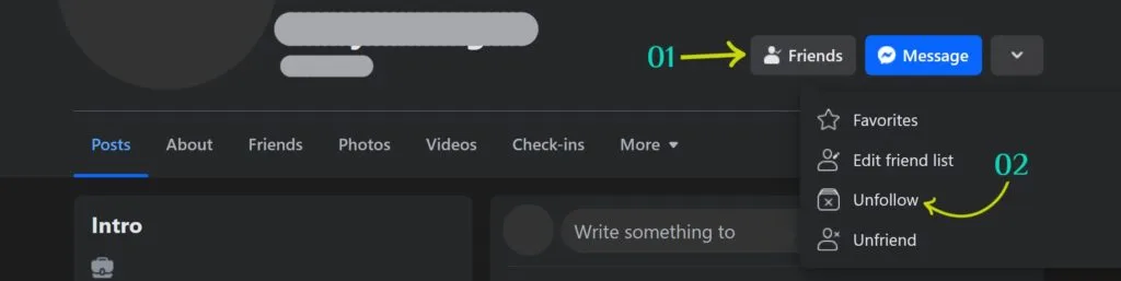 facebook unfollow option