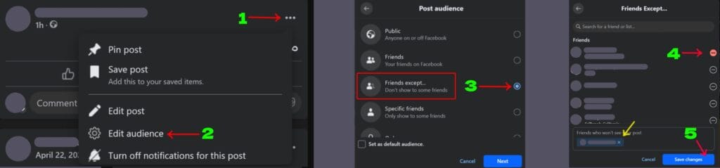facebook edit privacy post to friends except