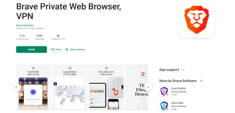 Brave Private Android Web Browser