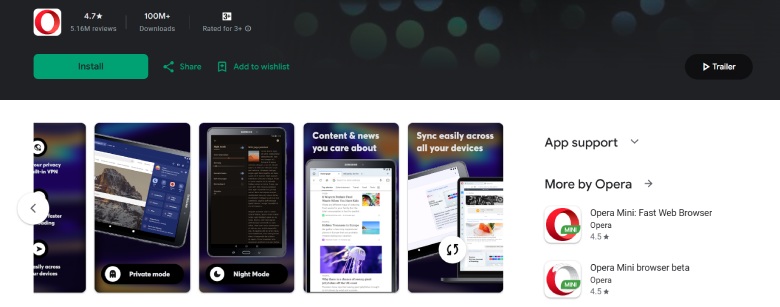 Opera Android web browser ai